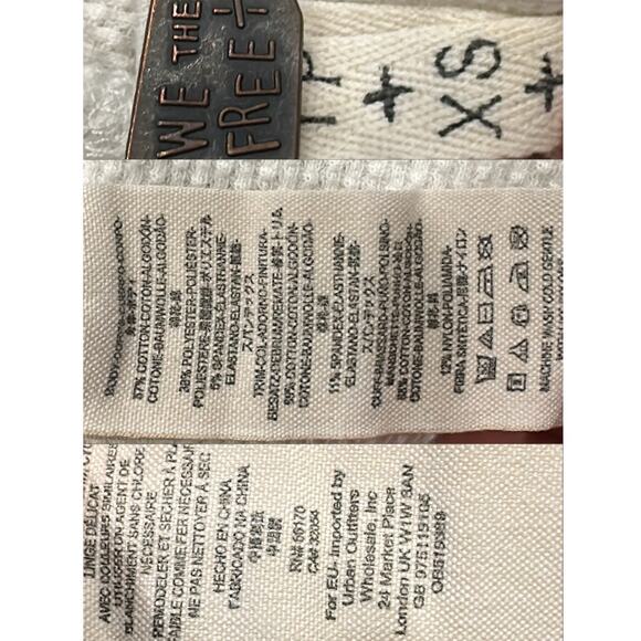 We the Free White Scoop Neck Waffle Knit Thermal Bandana Crochet Cuff Sz XS Boho - Picture 9 of 10